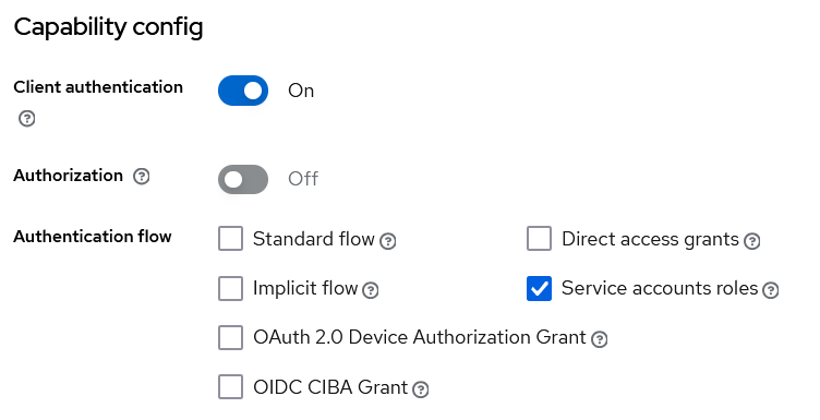 Keycloak OIDC client, enable Client Authentication