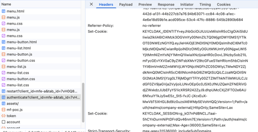 Keycloak, cookies based authentication