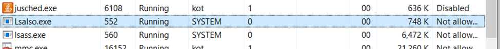 Additional isolated process of lsass.exe