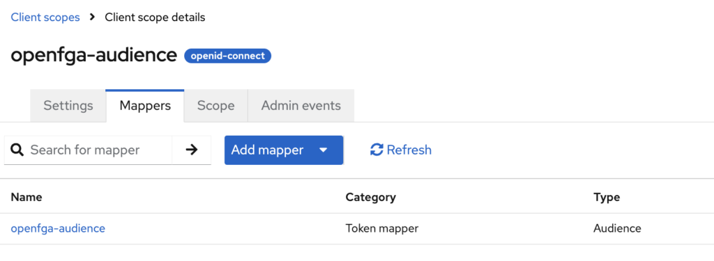 Keycloak / client scope mapper configuration